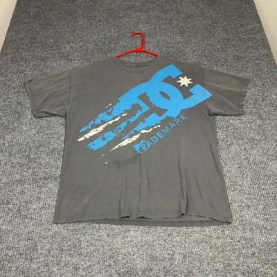 DC Shoes T Shirt Men XL Grey Blue Graphic Trademark Skater Streetwear Grunge Y2K