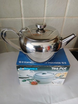 Vintage Retro Sunnex 18-8 Edelstahl Teekanne Neu im Karton