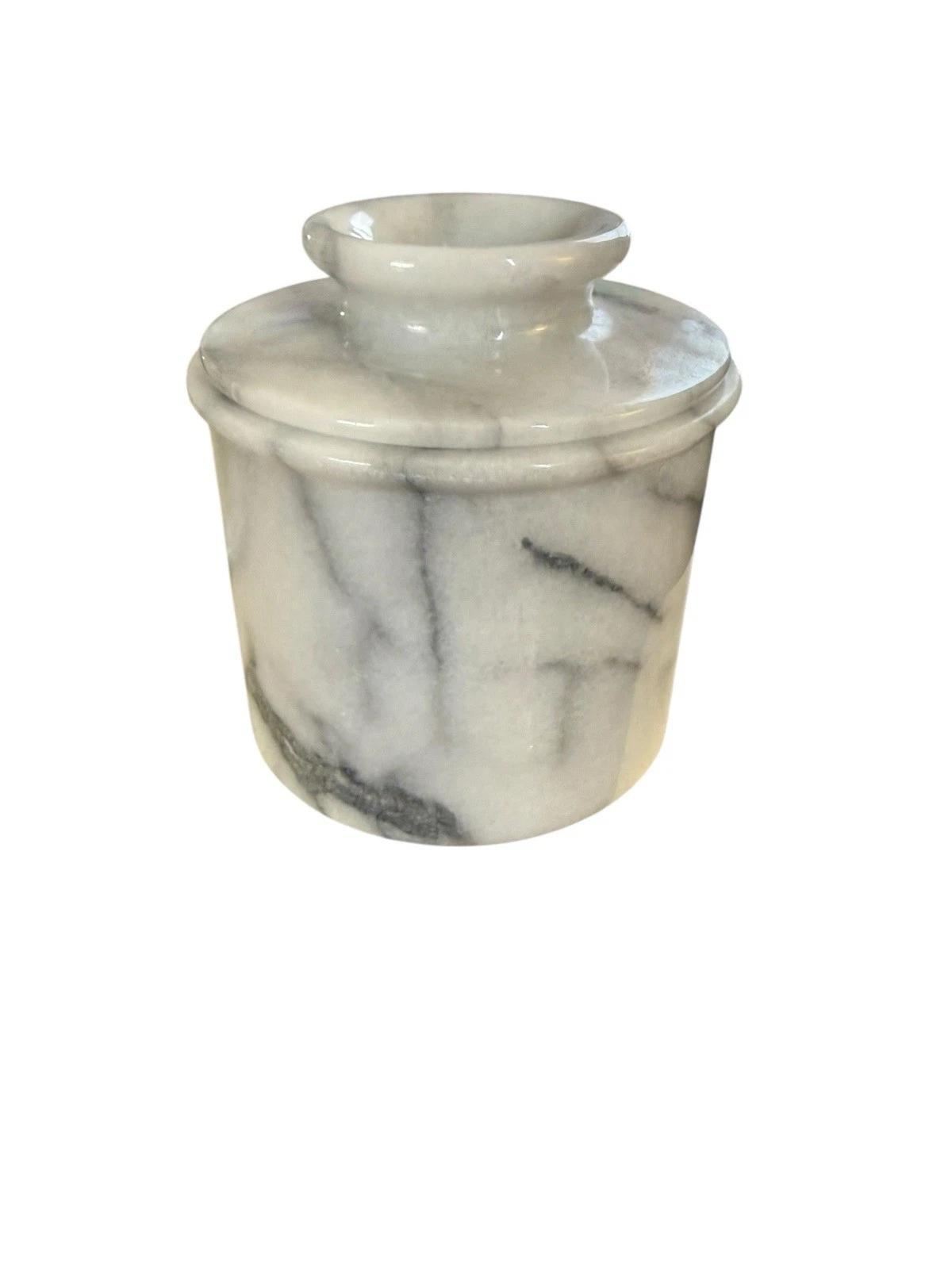 Marble White & Gray Butter Bell Butter Keeper 4” With Lid Cottage Core Kitchen