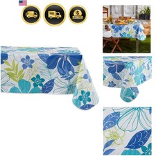 Summer Vinyl Tabletop Collection Flannel Backed Floral Tablecloth, Rectangle ...