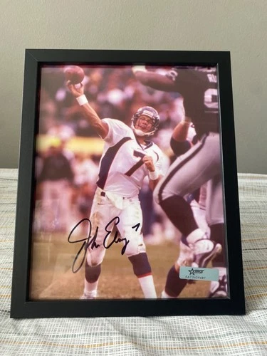 Rare framed John Elway Autographed Denver 8x10 Football Photo