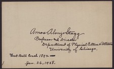 AMOS ALONZO STAGG - AUTOGRAPH 01/26/1928