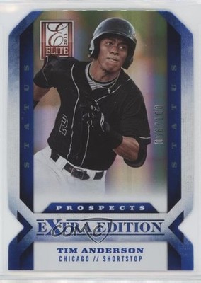 2013 Panini Elite Extra Edition Status Blue Die-Cut 6/100 Tim Anderson #112 sq1
