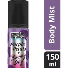 2x IMPULSE PURPLE PETALS &SMOKEY SKY 150MLS BODY MIST NEW FREE P&P 2 Pack