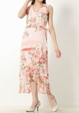 Calvin Klein Pink Floral  Ruffled Asymmetrical Maxi Dress Fairycore See Pics