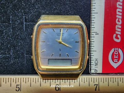 #ad Vintage Citizen CQ Analog Digital Watch Does Not Work Parts Repair Only $33.00