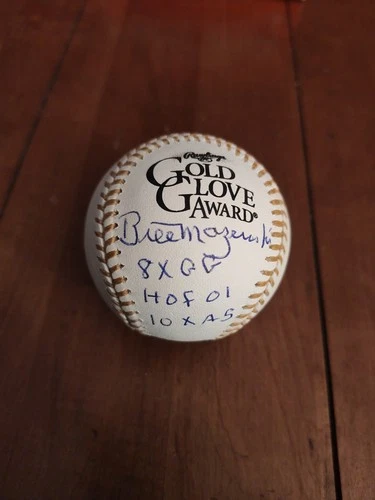 Bill Mazeroski Signed Gold Glove  Baseball 3 Inscriptions