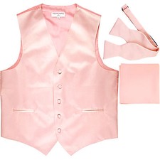 New Men's Solid Tuxedo Vest Waistcoat Free Style Self-tie Bowtie Set Pink