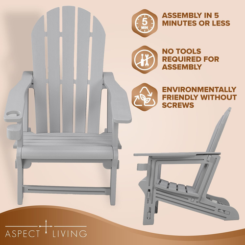 Adirondack Chairs - HDPE Weather Resistant, No Tools and Hardware Required 5-Min - Picture 5 of 8