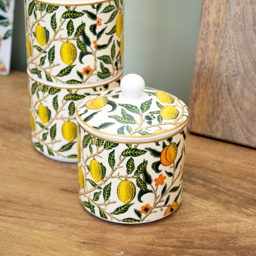 Set Of 3 William Morris Fruits Stacking Jars Fine China Ceramic Kitchen Storage - Picture 3 of 3