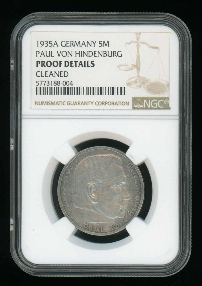 Nazi Coin - NGC Proof Details 1935-A 5 Mk Reichsmark