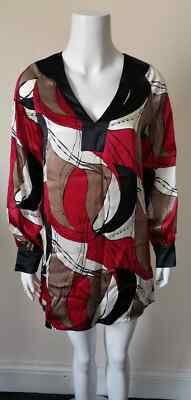 Jasper conran multicolour silk blouse long sleeve size 10 cuff botton shirt J16T