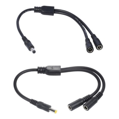 Y Splitter Cable 1 Male to 2 Female 5.5mmx2.1mm/5.5mmx2.5mm  Power Adapter
