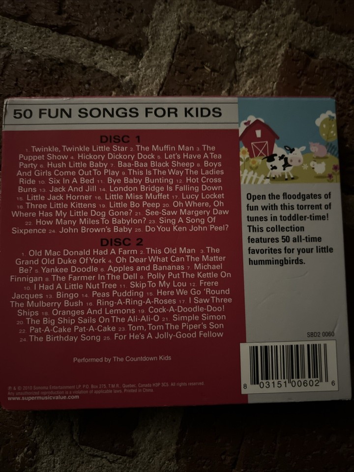 50 FUN SONGS FOR KIDS 2 CD Set Performed By The Countdown Kids | eBay