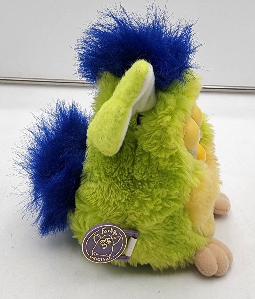 Rare! 1998 Kiwi Furby Lime Green, Yellow, Dark Blue Hair