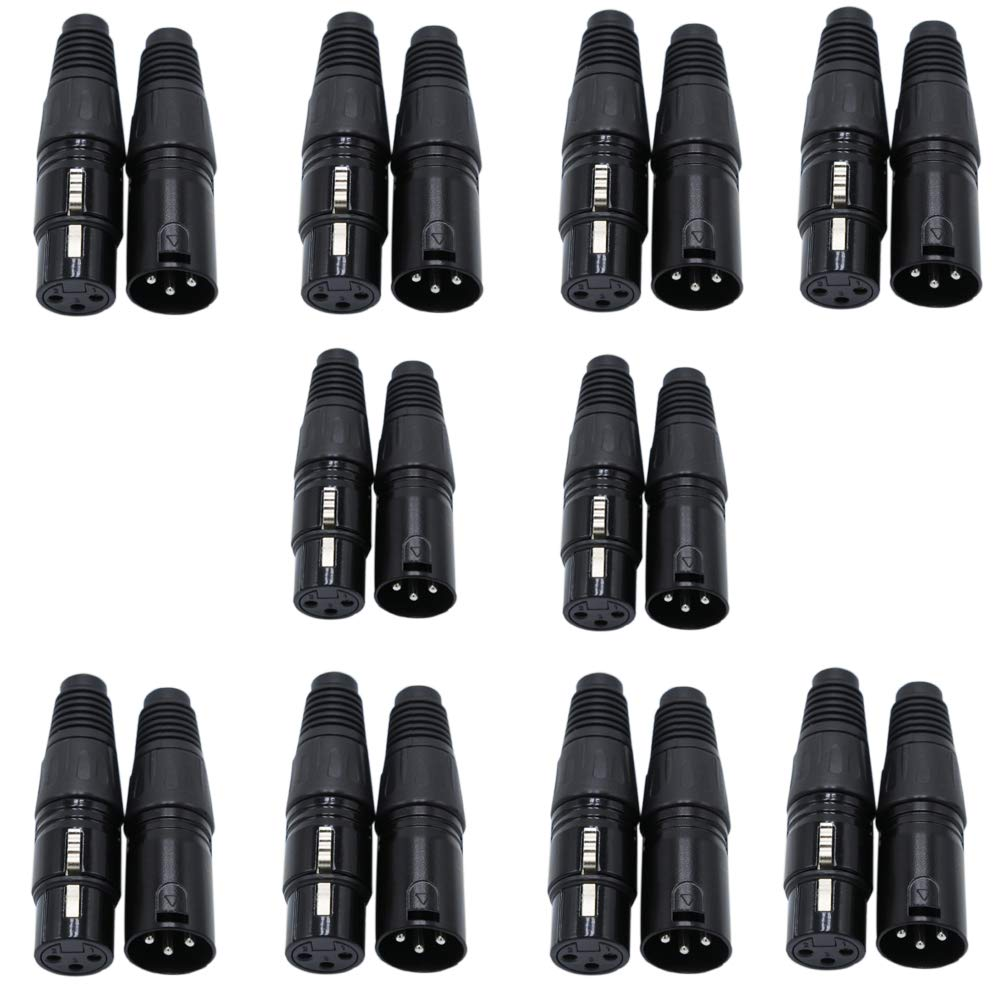 10 Pairs DMX XLR 3 Pin Male/Female Audio Mic Snake Plug Audio Microphone Cable C