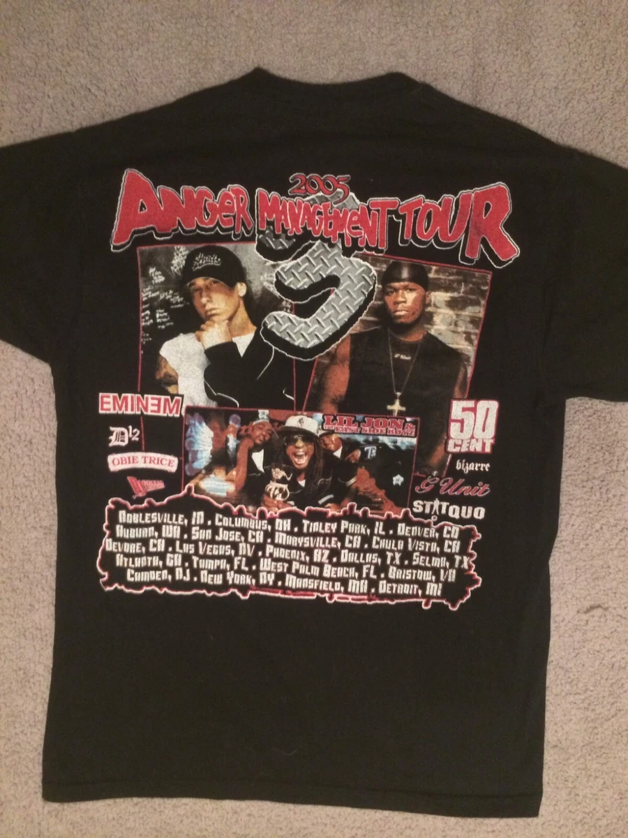 EMINEM 50 CENT Anger Management Tour 3 2005 Tour T Shirt Sz M Hip Hop Rap Tee