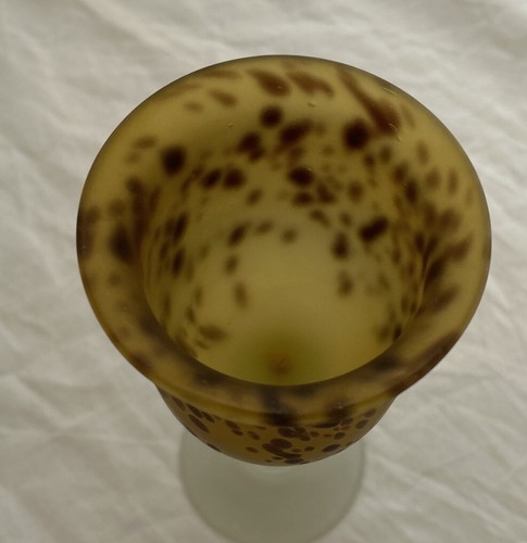 Vintage Handmade Tortoise Shell Frosted Glass Pitcher & 3 Goblet Set - Picture 20 of 24