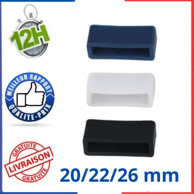 Passant Bracelet De Montre Silicone Pour 20/22/26mm Bande Noir Bleu Blanc - Photo 1/2