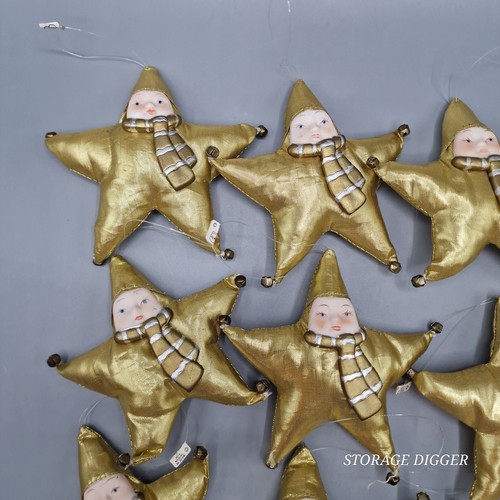 Vintage Dept 56 Gold Baby Face Plush Creepy Christmas Star Ornament Decorative - Picture 9 of 12