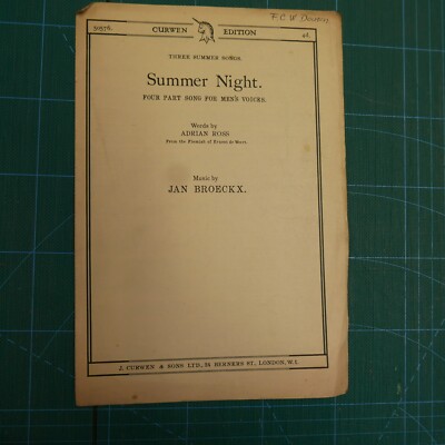 vocal score SUMMER NIGHT Jan Broeckx / Adrian Ross