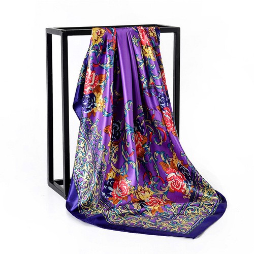 Fashion Scarf Womens Print Imitate Silk Large Square Shawl Stole Hijab 90*90cm✔ - Picture 16 of 32