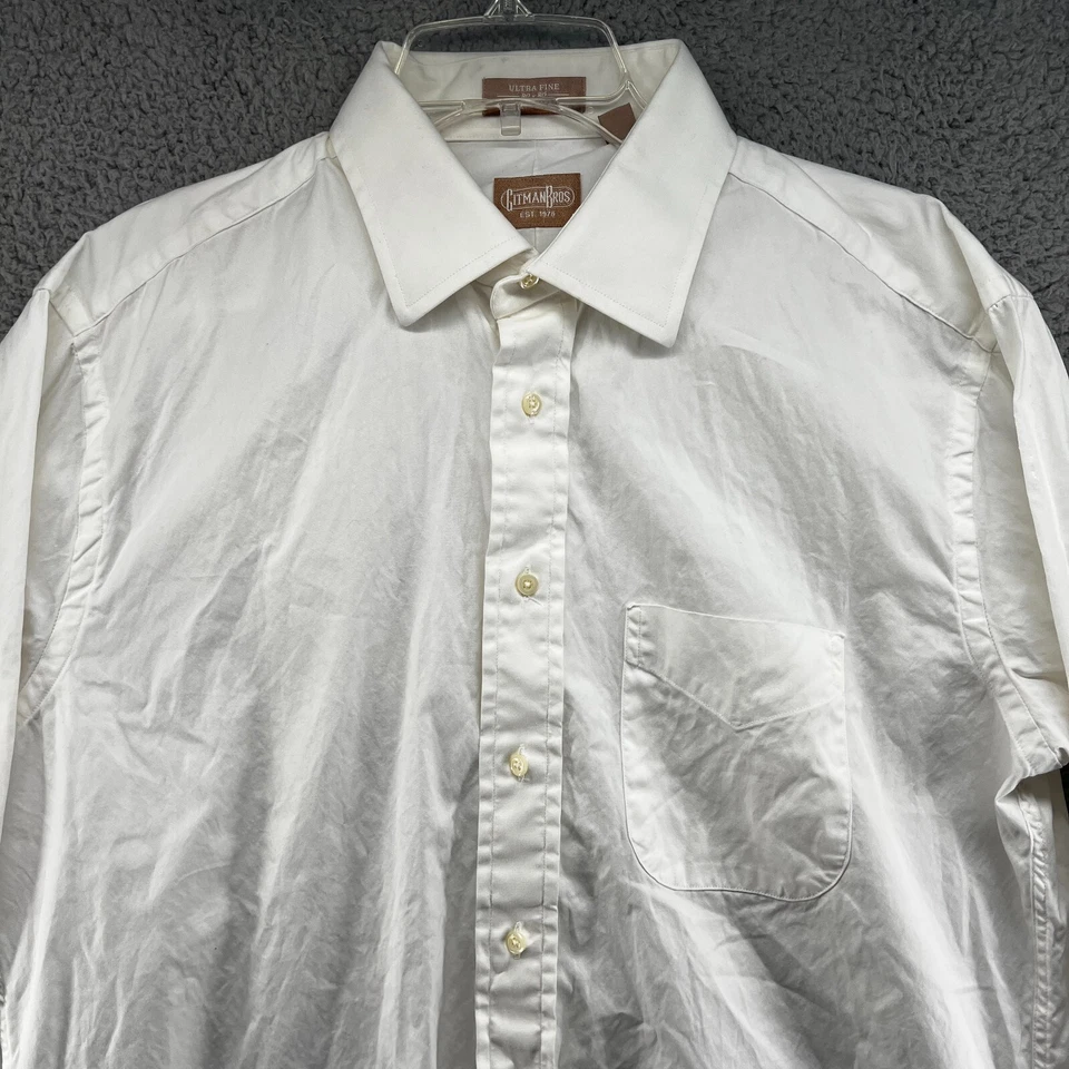 Camisa de vestir para hombre Gitman Bros manga larga abotonada blanca lisa Foto 4 de 4