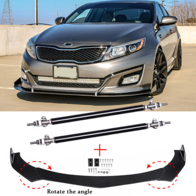 For KIA Optima K5 Forte Stinger Front Bumper Lip Splitter Spoiler+ 2x Strut Rods