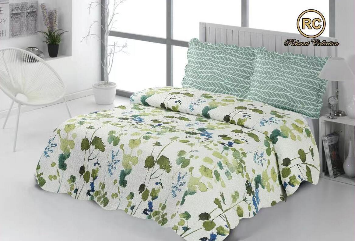 3 Piece Luxury Quilted Bedspread & PillowShams Set Double King Size