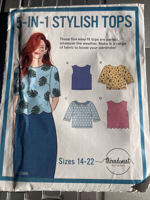 Threadcount Schnittmuster - 5-in-1 stylische Oberteile (14-22) neu & ungeschnitten