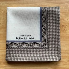 HANDKERCHIEF JAPAN MEN'S POCKET SQUARE VINTAGE ART HOUNDSTOOTH COTTON 18" A-0287