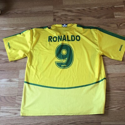 9 Ronaldo Brazil Football Jersey W/Polo Collar Soccer Sz XXL Made