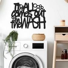 Laundry Room Decor Sign Metal Laundry Signs Wall Art Modern Black Metal Wall ...
