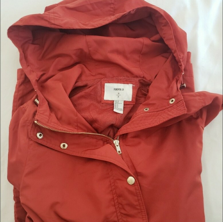 burnt orange rain jacket
