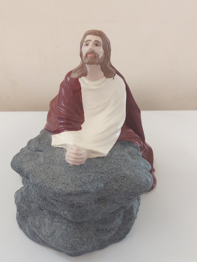 Vtg Byron Molds Jesus Praying Musical Figurine Plays Whole World In His Hands