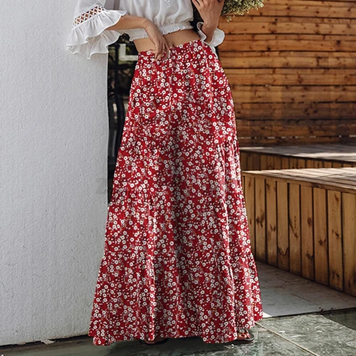 Pantalones largos informales de pierna ancha para mujer Pantalones culottes lisos sueltos - Imagen 22 de 30