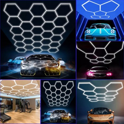 5-28 Hexagon LED Lampe Röhren Werkstatt Garage Decken Leuchte Waben Beleuchtung