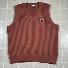 Vintage Haley Made In Usa Cable Knit Sweater Vest Salmon Pink Orange Size Large