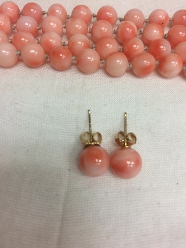 VINTAGE 7 MM NATURAL RICH PINK CORAL BEADS NECKLACE 26' INCH LENGTH - Picture 4 of 8