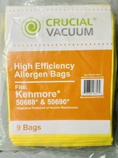9 CT Kenmore Upright Vacuum Cleaner Bags U O 50688 50690 Allergen Pet Hair NEW