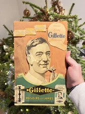 Advertising Cardboard & Gillette & H Bouquet Paris & Enamel Plaque