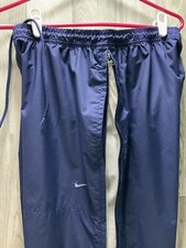 VTG Nike Windbreaker Track Pants Navy Lined Zip Legs Size Large