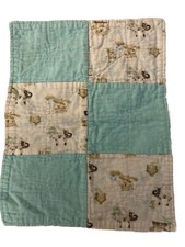 Lovey Blankie Vintage Owl Bear Squirrel 15  x 12   Blue White