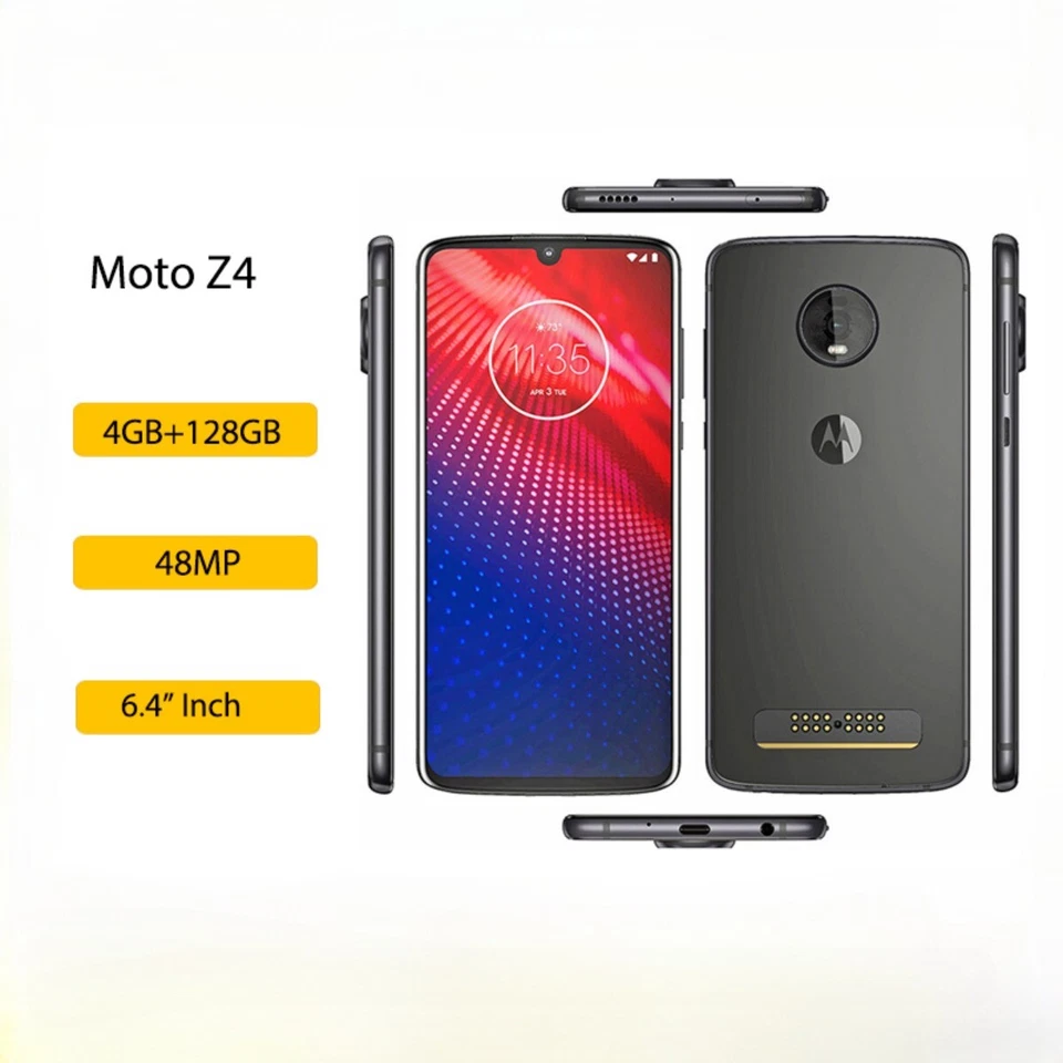 Unlocked Motorola Moto Z4 4G XT1980 4GB RAM 128GB ROM Cellphone Fingerprint - Immagine 3 di 4