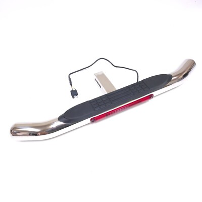 Chrome Heavy Duty Steel Tow Hitch Step LED Brake Light 2'' Receiver 3'' Round 36''L