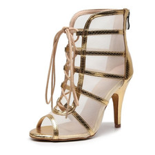 Women Gold Dance Shoes High Heels Soft Bottom Latin Dancing Shoes Heels Boots