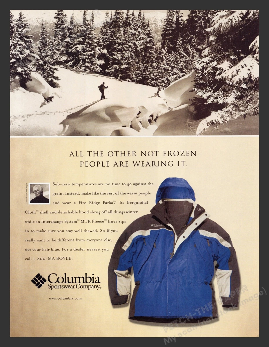 Columbia Sportswear Coat Clothing 2000s Print Advertisement Ad 2001