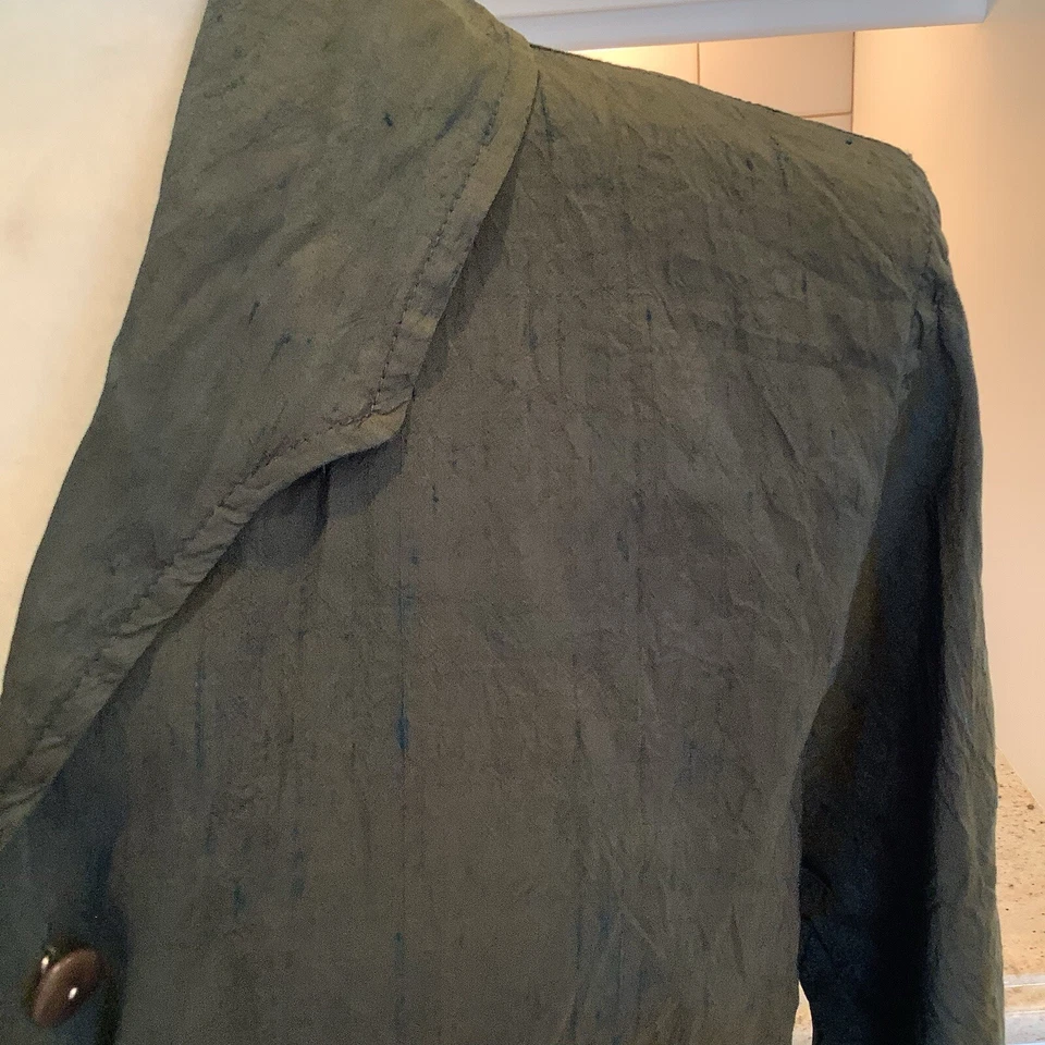 Jeanne Engelhart 亚麻丝绸衬衫,尺寸 S,绿色纽扣 — 第 2/4 张图片