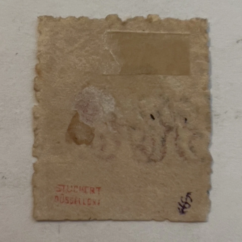 RARE 1864 1866 ARGENTINA 5C STAMP BERNARDINO RIVADAVIA SIGNED TWICE ON BACK - Image 2 of 2