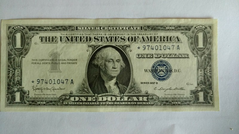 FR-1621* Series 1957-B $1 Star Note Silver Certificate Uncirculated Radar Number